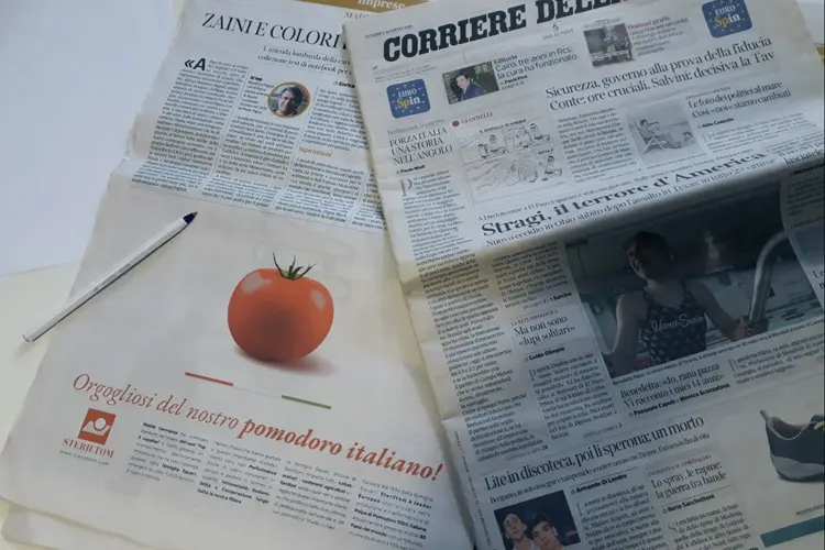 dettaglio della pubblicità sull edizione del Corriere